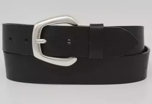 Кожаный ремень AnnaMatoni с серебряной застежкой, черный