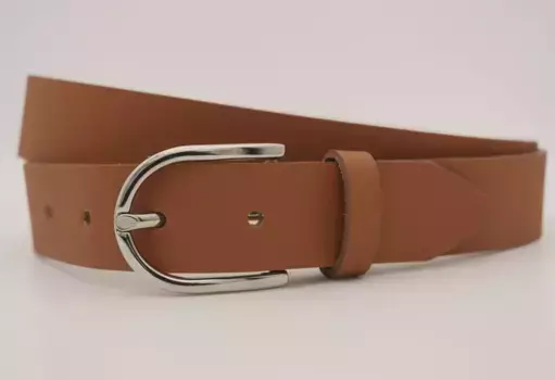 Кожаный ремень AnnaMatoni с серебряной застежкой, цвет Cognac