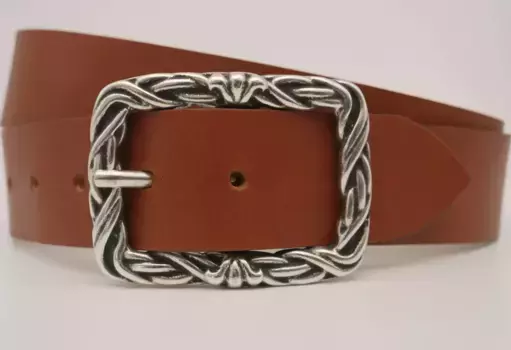 Кожаный ремень AnnaMatoni с серебряной застежкой, цвет Cognac