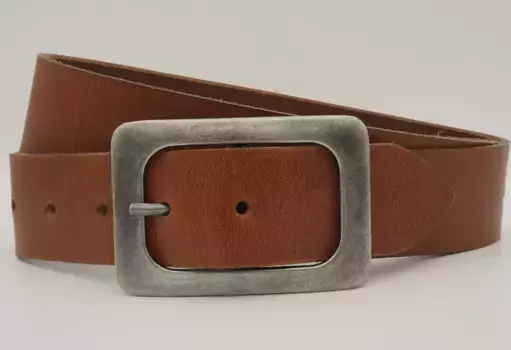 Кожаный ремень AnnaMatoni с серебряной застежкой, цвет Cognac