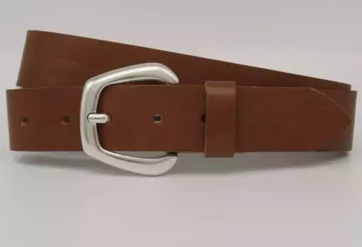 Кожаный ремень AnnaMatoni с серебряной застежкой, цвет Cognac
