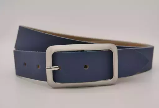 Кожаный ремень AnnaMatoni с серебряной застежкой, цвет морской волны