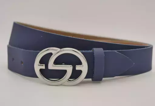 Кожаный ремень AnnaMatoni с серебряной застежкой, цвет морской волны