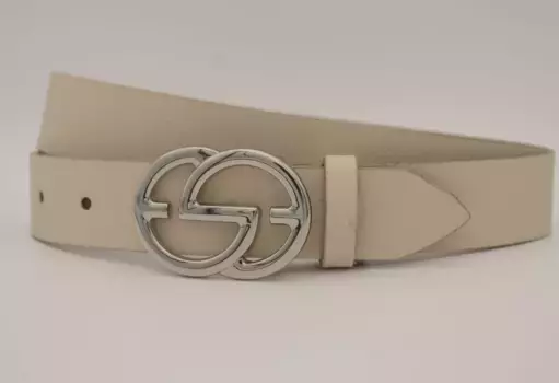 Кожаный ремень AnnaMatoni с серебряной застежкой, цвет Sand