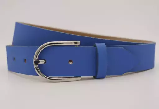 Кожаный ремень AnnaMatoni с серебряной застежкой, цвет Royal
