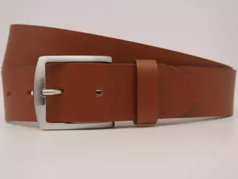 Кожаный ремень AnnaMatoni с серебряной застежкой, цвет Cognac