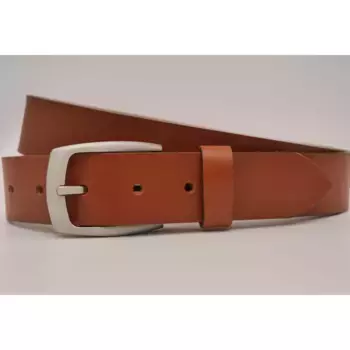 Кожаный ремень AnnaMatoni с серебряной застежкой, цвет Cognac