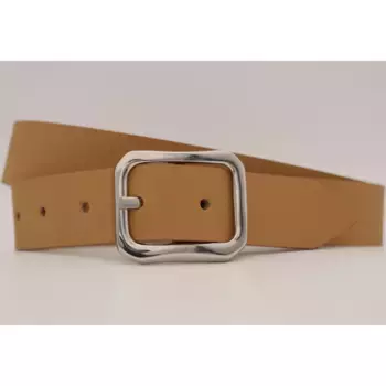 Кожаный ремень AnnaMatoni с серебряной застежкой, цвет Mud