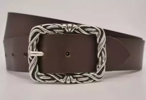 Кожаный ремень AnnaMatoni с серебряной застежкой, коричневый