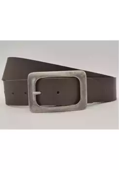 Кожаный ремень AnnaMatoni с серебряной застежкой, коричневый