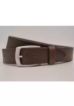 Кожаный ремень AnnaMatoni с серебряной застежкой, коричневый