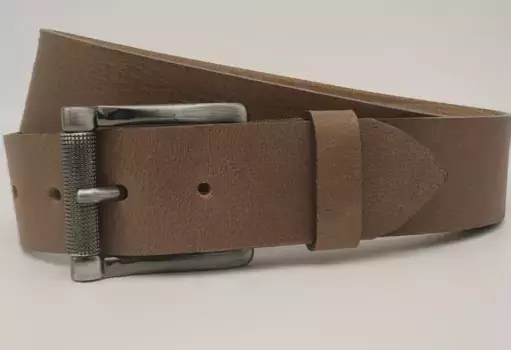 Кожаный ремень AnnaMatoni с серебряной застежкой, коричневый