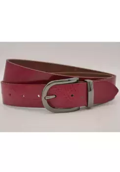 Кожаный ремень AnnaMatoni с серебряной застежкой, красный