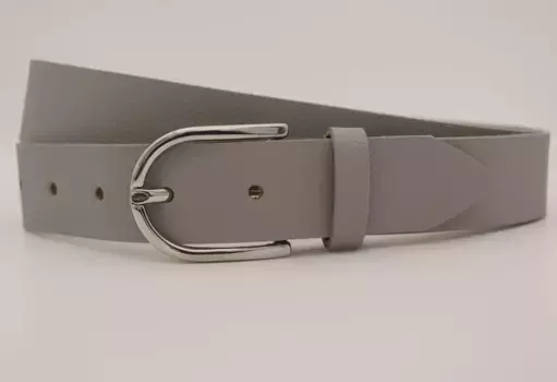 Кожаный ремень AnnaMatoni с серебряной застежкой, серый