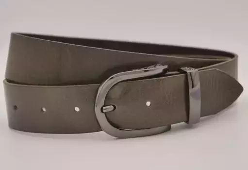 Кожаный ремень AnnaMatoni с серебряной застежкой, серый