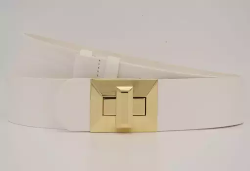 Кожаный ремень AnnaMatoni с золотой застежкой, белый