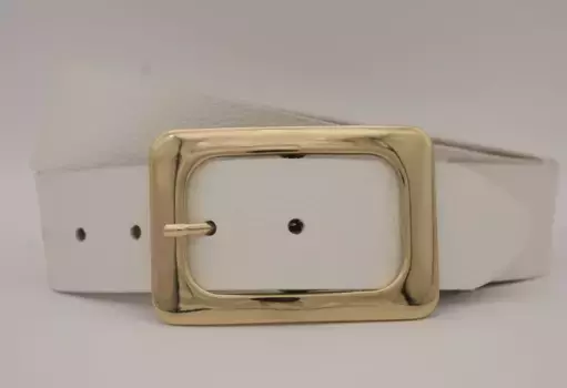 Кожаный ремень AnnaMatoni с золотой застежкой, белый