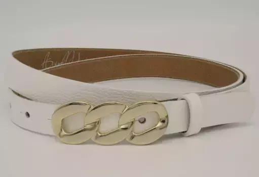 Кожаный ремень AnnaMatoni с золотой застежкой, белый