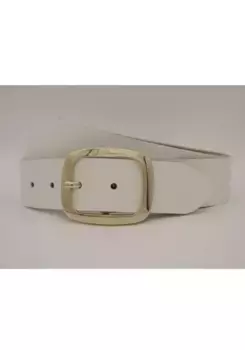 Кожаный ремень AnnaMatoni с золотой застежкой, белый
