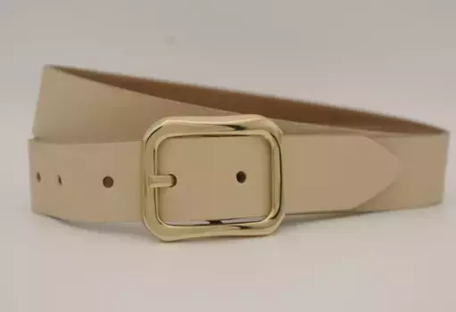 Кожаный ремень AnnaMatoni с золотой застежкой, бежевый