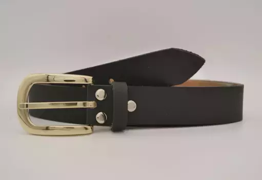 Кожаный ремень AnnaMatoni с золотой застежкой, черный