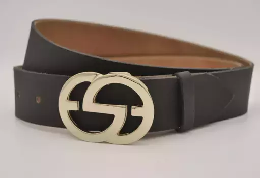 Кожаный ремень AnnaMatoni с золотой застежкой, черный