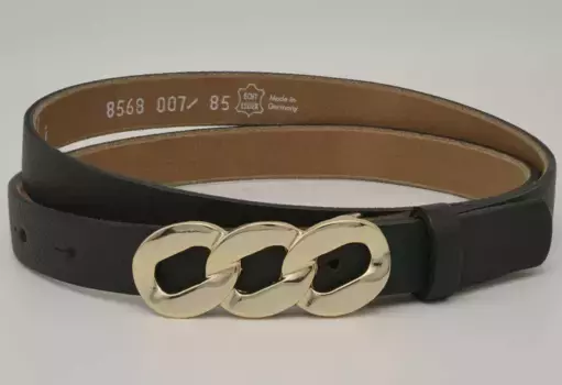 Кожаный ремень AnnaMatoni с золотой застежкой, черный