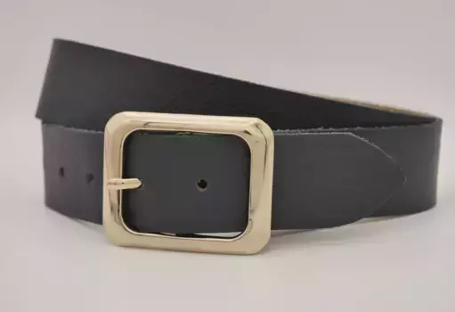 Кожаный ремень AnnaMatoni с золотой застежкой, цвет морской волны