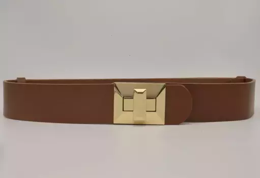 Кожаный ремень AnnaMatoni с золотой застежкой, цвет Cognac