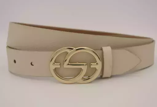 Кожаный ремень AnnaMatoni с золотой застежкой, цвет Sand