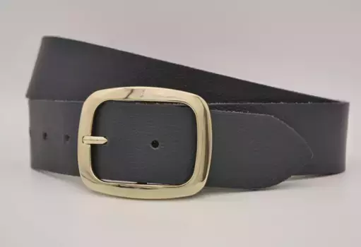 Кожаный ремень AnnaMatoni с золотой застежкой, цвет морской волны