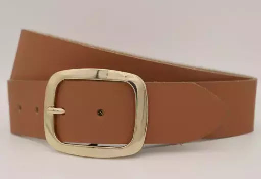 Кожаный ремень AnnaMatoni с золотой застежкой, цвет Cognac