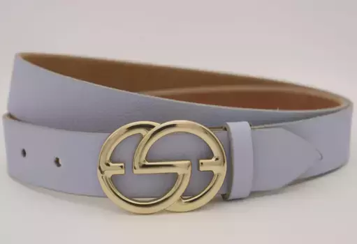 Кожаный ремень AnnaMatoni с золотой застежкой, цвет Sky