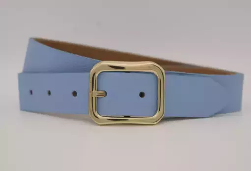 Кожаный ремень AnnaMatoni с золотой застежкой, цвет Aqua