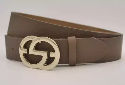 Кожаный ремень AnnaMatoni с золотой застежкой, коричневый