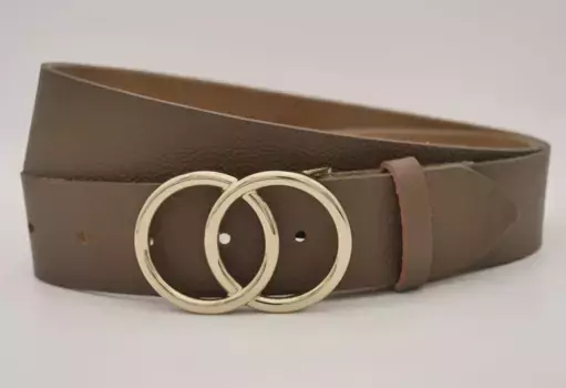 Кожаный ремень AnnaMatoni с золотой застежкой, коричневый