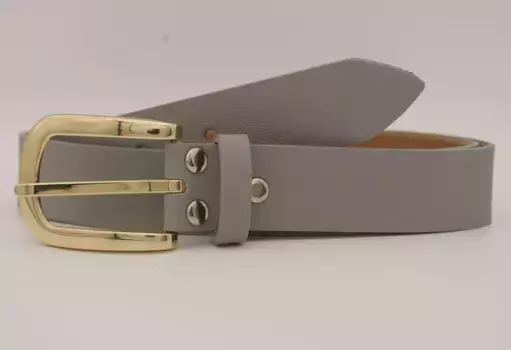 Кожаный ремень AnnaMatoni с золотой застежкой, серый