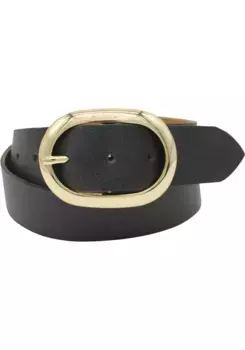 Кожаный ремень AnnaMatoni, застежка золотого цвета, черный