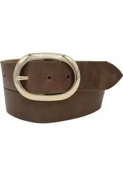 Кожаный ремень AnnaMatoni, застежка золотого цвета, коричневый