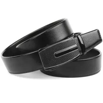 Кожаный ремень Anthoni Crown, автоматическая застежка, черный