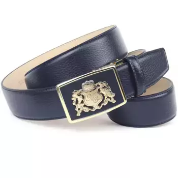 Кожаный ремень Anthoni Crown, автоматическая застежка, синий