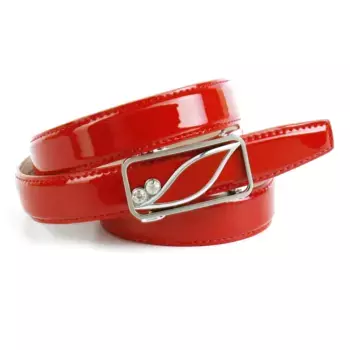 Кожаный ремень Anthoni Crown, автоматический ремень из лакированной кожи, застежка со стразами, красный