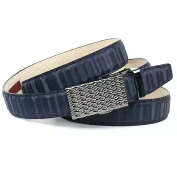 Кожаный ремень Anthoni Crown, автоматический ремень с узорчатой застежкой, синий