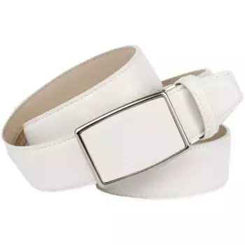 Кожаный ремень Anthoni Crown белого цвета к джинсам, белый