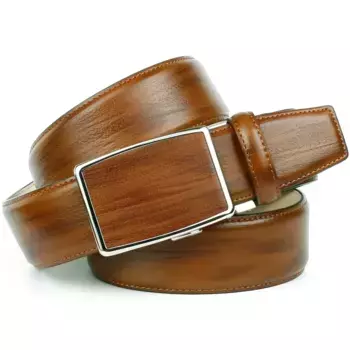 Кожаный ремень Anthoni Crown, блестящая автоматическая застежка, цвет Cognac