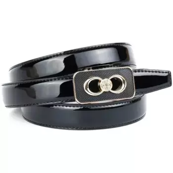 Кожаный ремень Anthoni Crown, фантастический автоматический ремень из лакированной кожи, застежка со стразами, черный