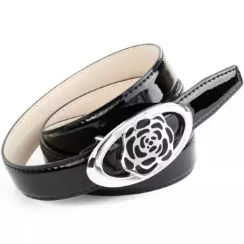 Кожаный ремень Anthoni Crown из лакированной кожи с эксклюзивной пряжкой, черный