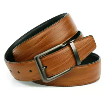 Кожаный ремень Anthoni Crown, классический двусторонний ремень коньячного/черного цвета, коричневый