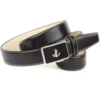 Кожаный ремень Anthoni Crown, кожаный ремень с логотипом якоря, черный