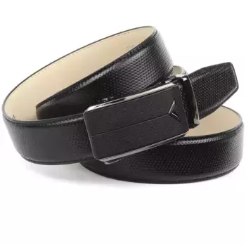 Кожаный ремень Anthoni Crown, мужской кожаный ремень слегка изогнутый, черный